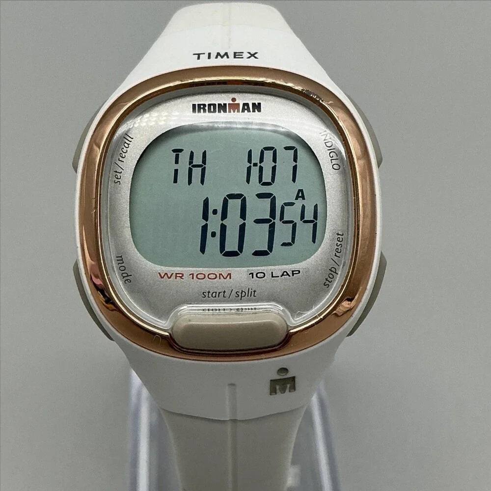 Timex Ironman 10 Lap Womens Watch 33mm Gray Digital White Resin New Battery